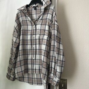 Forever 21 Brown and White Plaid Shirt